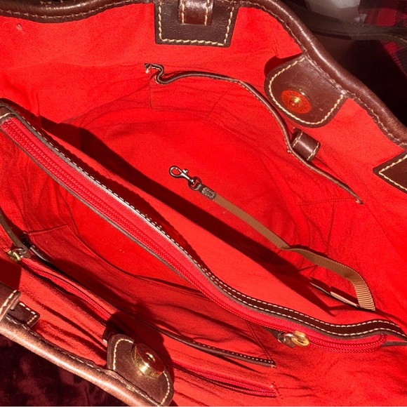 Dooney & Bourke Zebra Stripe Tote - Brown, Cream, and Red - Picture 6 of 7